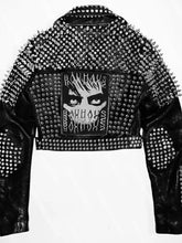 Patches Leather Men's Outfit, Handcrafted Steampunk Spiked, Bauhaus Motorbike Gothic Jacket, Rivets Studs Fashion, Brando Belted Wear,